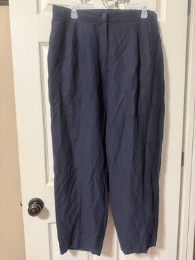 Josephine Chaus Dark Navy Pleated Wide-Leg Trousers